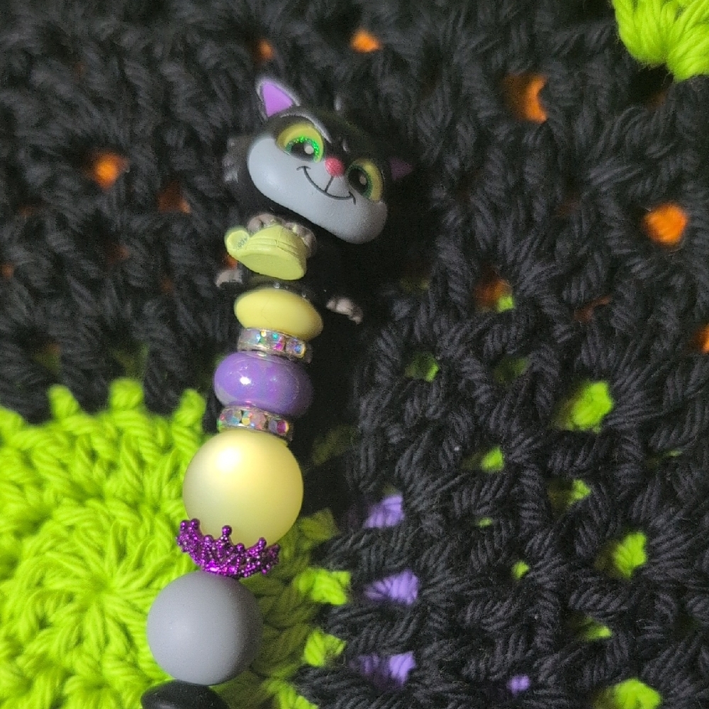 Colorful Beaded Cat Keychain
